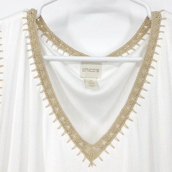 Chico's White Crochet Trim Sleeveless Maxi Dress - Picture 4 of 10